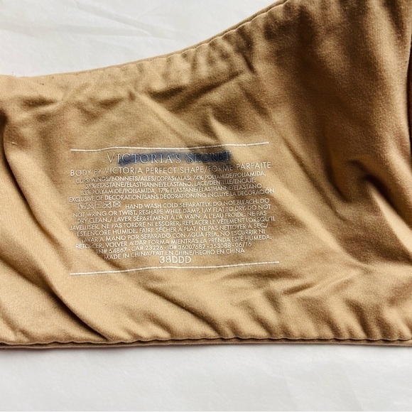 Victoria’s Secret Body Victoria Beige Lace Perfect Shape Underwire Bra, 38DDD - Picture 8 of 9